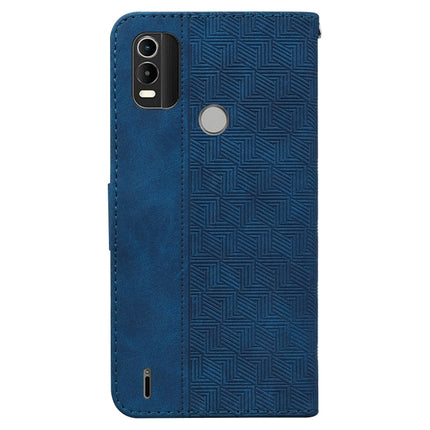 For Nokia C21 Plus Geometric Embossed Leather Phone Case(Blue)
