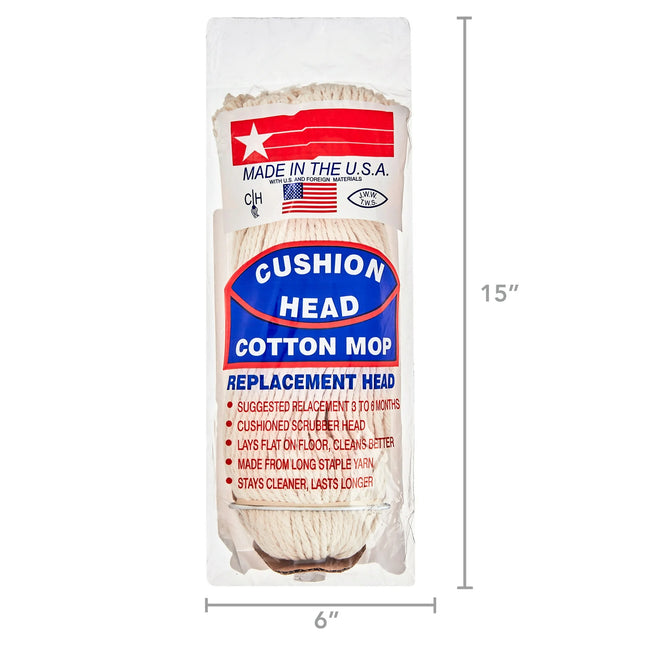 JW Manufacturing Cushion Head Cotton Mop Replacement Head, 1 head