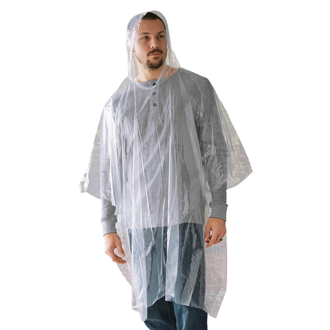 Ozark Trail Clear Hooded Adult Unisex Emergency Poncho, One Size Fits Most