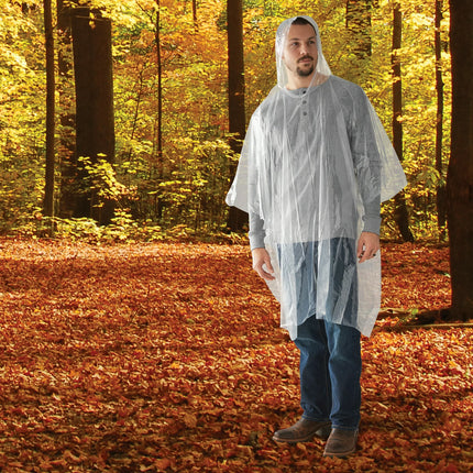 Ozark Trail Clear Hooded Adult Unisex Emergency Poncho, One Size Fits Most