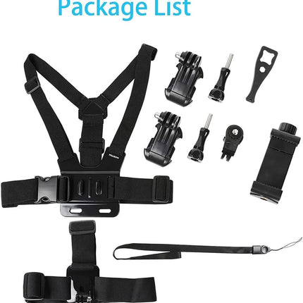 Mobile Phone Chest Strap Harness Mount Head Strap Holder Kit for POV/VLOG,Cell Phone Clip Compatible with iPhone,Samsung,GoPro Hero 9, 8,7, 6, 5, 4, 3,2, 1,AKASO,DJI Osmo,and Action Cameras�