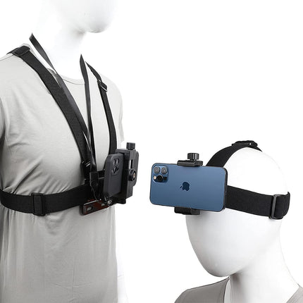 Mobile Phone Chest Strap Harness Mount Head Strap Holder Kit for POV/VLOG,Cell Phone Clip Compatible with iPhone,Samsung,GoPro Hero 9, 8,7, 6, 5, 4, 3,2, 1,AKASO,DJI Osmo,and Action Cameras�