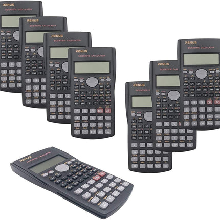 RENUS 8 Packs, 2-Line Engineering Scientific Calculator Function Calculator for Student and Teacher 16 AAA Batteries Included