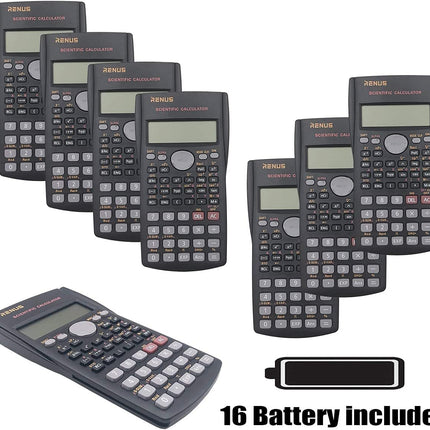 RENUS 8 Packs, 2-Line Engineering Scientific Calculator Function Calculator for Student and Teacher 16 AAA Batteries Included