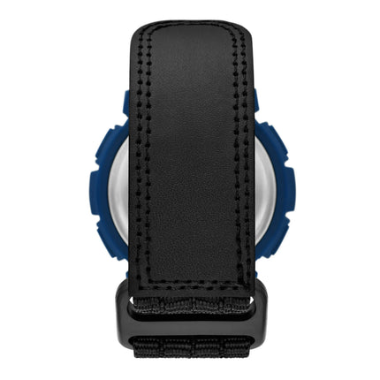 George Men's Digital Watch: Black/Blue Round Case, Positive Display, Black Nylon Fast-Fit Strap