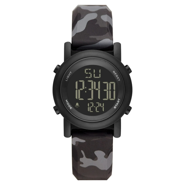 George Men's Digital Watch: Gunmetal Case, Negative Display, Black Grey Camo Stap (FMDOGE030)