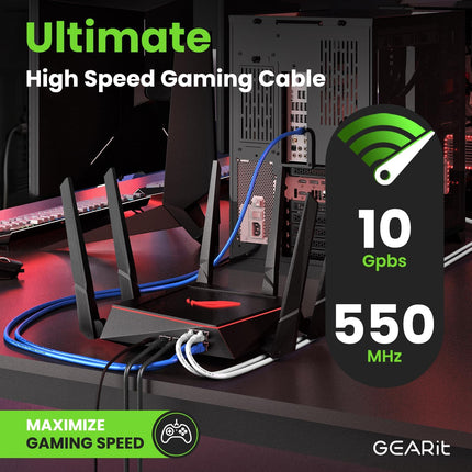 GearIT Cat 6 Ethernet Cable 1 ft, Cat6 Patch Cable, Cat 6 Patch Cable, Cat 6 Cable, Cat6 Ethernet Cable, Network Cable, Internet Cable for Personal Computer - Blue 1 Foot