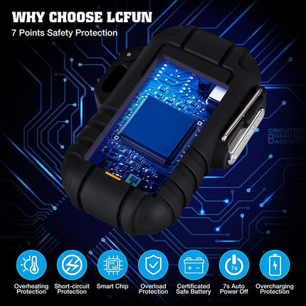 LcFun Waterproof Lighter Outdoor Windproof Dual Arc Electric Lighters USB Rechargeable-Flameless-Plasma Cool Lighters for Camping, Hiking, Adventure, Survival Tactical Gear (Black)