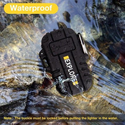 LcFun Waterproof Lighter Outdoor Windproof Dual Arc Electric Lighters USB Rechargeable-Flameless-Plasma Cool Lighters for Camping, Hiking, Adventure, Survival Tactical Gear (Black)
