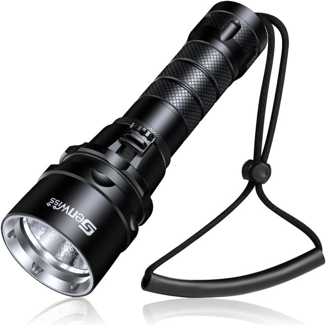 Genwiss Scuba Diving Flashlight Dive Torch 2000 Lumen Waterproof UnderwaterXM-L2 LED