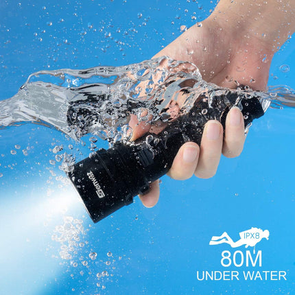 Genwiss Scuba Diving Flashlight Dive Torch 2000 Lumen Waterproof UnderwaterXM-L2 LED