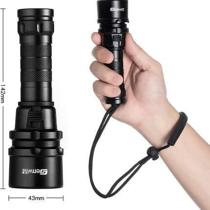 Genwiss Scuba Diving Flashlight Dive Torch 2000 Lumen Waterproof UnderwaterXM-L2 LED