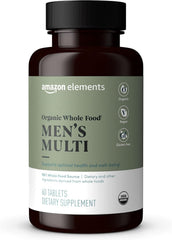 Amazon Elements Organic Whole Food Men's Multivitamin Tablets, 60 Count