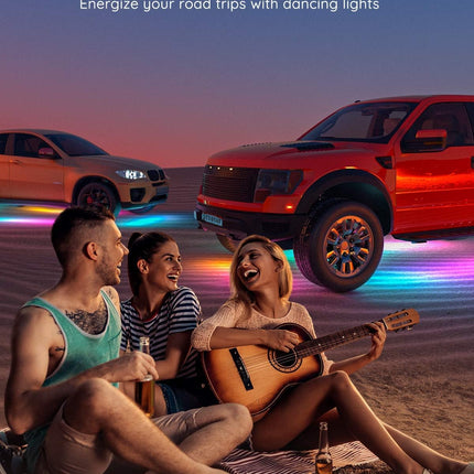 Govee Underglow Car Lights, 4 pcs RGBIC Smart LED Lights with 16 Million Colors and 10 Scene Modes with App Control, 2 Music Modes for Cars, SUVs, Trucks, Christmas, DC 12-24V