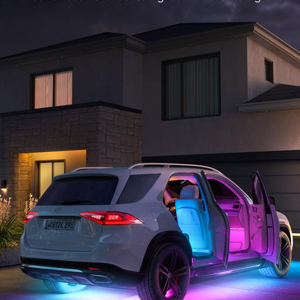 Govee Underglow Car Lights, 4 pcs RGBIC Smart LED Lights with 16 Million Colors and 10 Scene Modes with App Control, 2 Music Modes for Cars, SUVs, Trucks, Christmas, DC 12-24V
