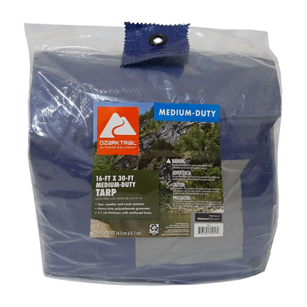 Ozark Trail Medium-Duty Tarp, 16' x 30', Material PE