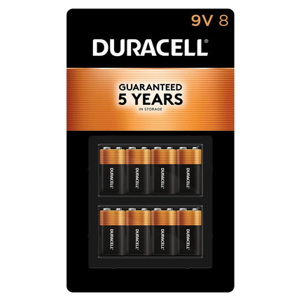 Duracell Alkaline 9 Volt Batteries, 8 ct