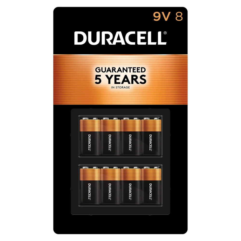 Duracell Alkaline 9 Volt Batteries, 8 ct