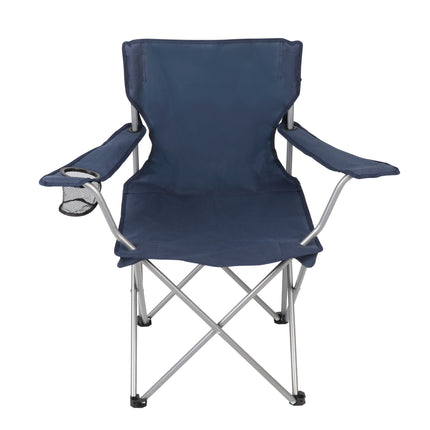 Ozark Trail Basic Quad Folding Camp Chair with Cup Holder, Blue, Adult use