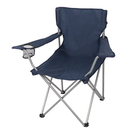 Ozark Trail Basic Quad Folding Camp Chair with Cup Holder, Blue, Adult use