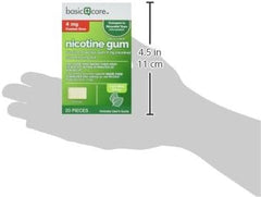 Amazon Basic Care Nicotine Polacrilex Coated Gum, 4 mg (Nicotine), Cool Mint Flavor, Stop Smoking Aid, 20 Count