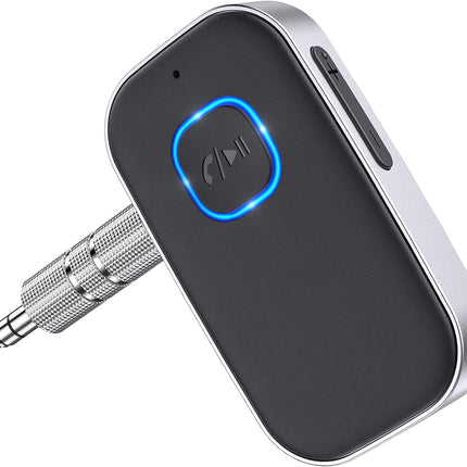 COMSOON Bluetooth Receiver for Car, Noise Cancelling 3.5mm AUX Bluetooth Car Adapter, Wireless Audio Receiver for Home Stereo/Wired Headphones, Hands-Free Call, 16H Battery Life - Black+Silver