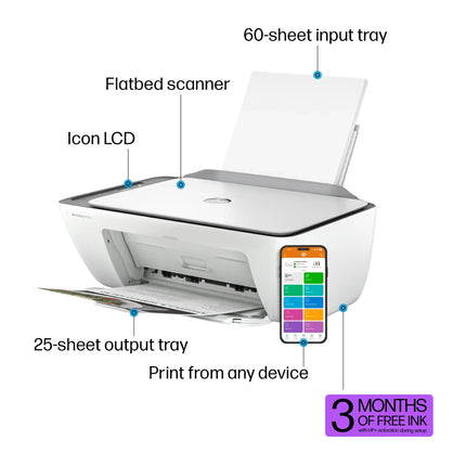 HP - DeskJet 2734e Wireless All-In-One Inkjet Printer with 3 months ofInstant Ink  - White