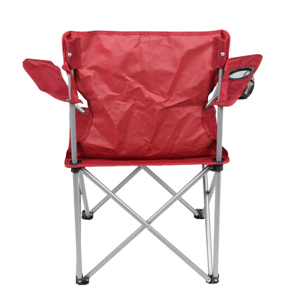 Ozark Trail Basic Quad Folding Camp Chair with Cup Holder, Red, Adult