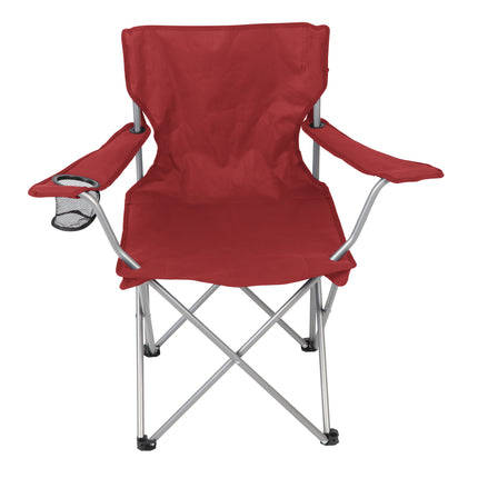 Ozark Trail Basic Quad Folding Camp Chair with Cup Holder, Red, Adult