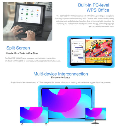 DOOGEE U10 KID Tablet 10.1 inch, 9GB+128GB, Android 13 RK3562 Quad Core (Blue)