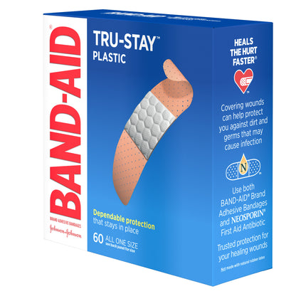 Band-Aid Brand Tru-Stay Plastic Adhesive Bandages, All One Size