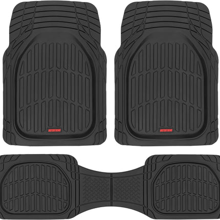 Motor Trend FlexTough Floor Mats for Cars, Black Deep Dish All-Weather Mats, Waterproof Trim-To Fit Automotive Floor Mats for Cars Trucks SUV, Universal Floor Liner Car Accessories