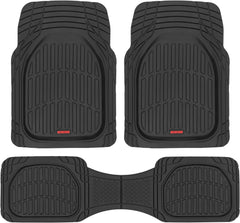 Motor Trend FlexTough Floor Mats for Cars, Black Deep Dish All-Weather Mats, Waterproof Trim-To Fit Automotive Floor Mats for Cars Trucks SUV, Universal Floor Liner Car Accessories
