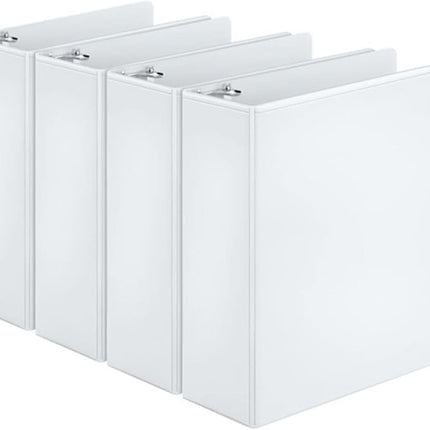 Cardinal Economy 3-Ring Binders, 3", Round Rings, Holds 625 Sheets, ClearVue Presentation View, Non-Stick, White, Carton of 12 (90651)