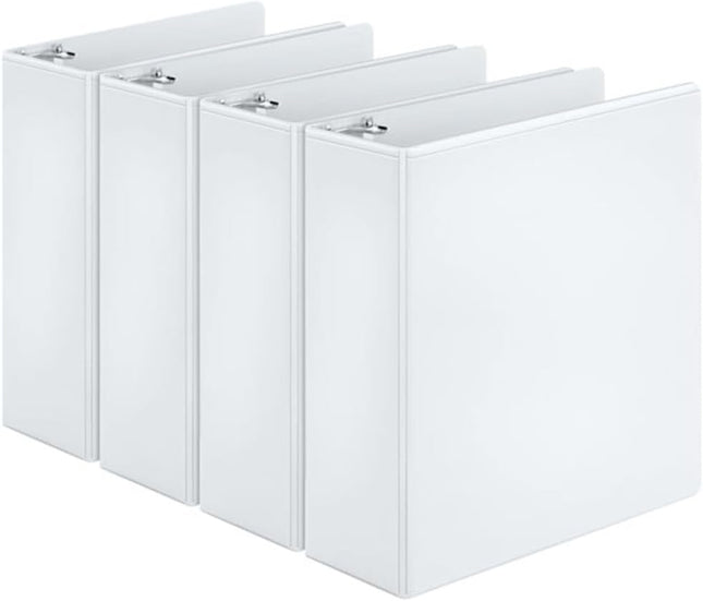Cardinal Economy 3-Ring Binders, 3", Round Rings, Holds 625 Sheets, ClearVue Presentation View, Non-Stick, White, Carton of 12 (90651)