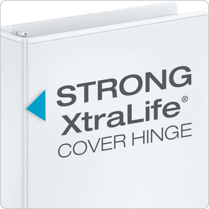 Cardinal Economy 3-Ring Binders, 3", Round Rings, Holds 625 Sheets, ClearVue Presentation View, Non-Stick, White, Carton of 12 (90651)