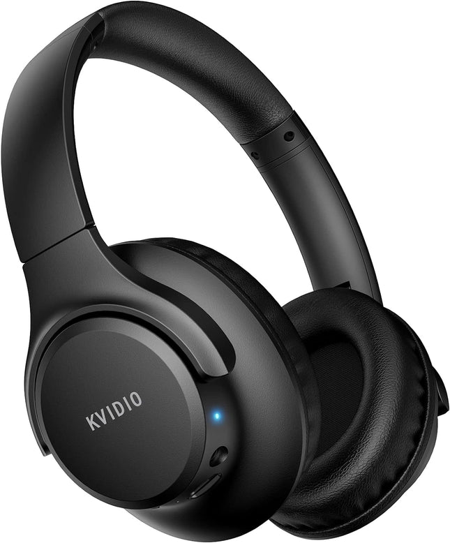 KVIDIO [Updated Bluetooth Headphones Over Ear, 65 Hours Playtime Wireless Headphones with Microphone,FoldableLightweight Headset with Deep Bass,HiFi Stereo Sound for Travel Work Cellphone