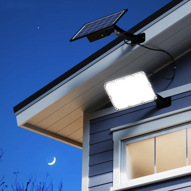 JACKYLED 1000 Lumens 299 LED Solar Lights Outdoor Bright Solar Dusk to Dawn Light with 4000mAh Battery, IP65Waterproof Outdoor Solar Powered Security Flood Light for Wall Porch Shed Barn