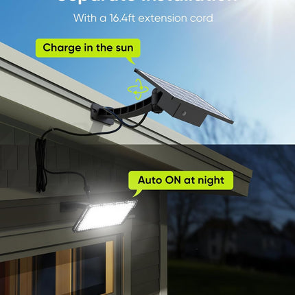 JACKYLED 1000 Lumens 299 LED Solar Lights Outdoor Bright Solar Dusk to Dawn Light with 4000mAh Battery, IP65Waterproof Outdoor Solar Powered Security Flood Light for Wall Porch Shed Barn