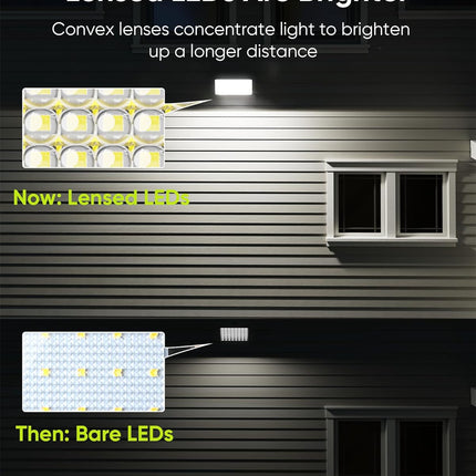 JACKYLED 1000 Lumens 299 LED Solar Lights Outdoor Bright Solar Dusk to Dawn Light with 4000mAh Battery, IP65Waterproof Outdoor Solar Powered Security Flood Light for Wall Porch Shed Barn