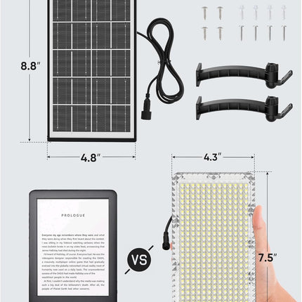 JACKYLED 1000 Lumens 299 LED Solar Lights Outdoor Bright Solar Dusk to Dawn Light with 4000mAh Battery, IP65Waterproof Outdoor Solar Powered Security Flood Light for Wall Porch Shed Barn