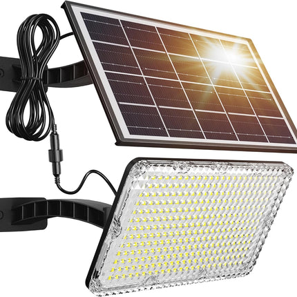 JACKYLED 1000 Lumens 299 LED Solar Lights Outdoor Bright Solar Dusk to Dawn Light with 4000mAh Battery, IP65Waterproof Outdoor Solar Powered Security Flood Light for Wall Porch Shed Barn