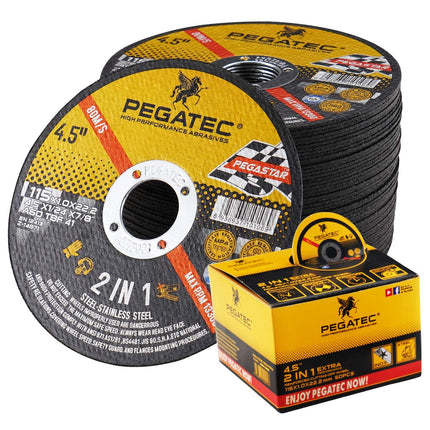 PEGATEC Cut Off Wheels Quality Thin 4 1/2 x0.04x7/8 inch Cutting Disc, Metal & Stainless Steel Aggressive Cutting Wheel for Angle Grinder, General Purpose Metal Cutting (4.5inch)
