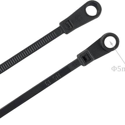 HS Plastic Ties with Screw Holes (100 Pack) 7.5 Inch Mount Head Electrical Zip Ties 50 LBS,UV Black