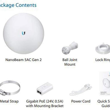 Ubiquiti Networks 2 PACK NBE-5AC-GEN2 NanoBeam ac Gen2 airMAX ac CPE with Dedicated Management Radio