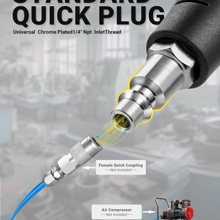 High Power Air Blow Gun with Rubber Guard, Industrial Household, Dust Cleaning Car Detailing