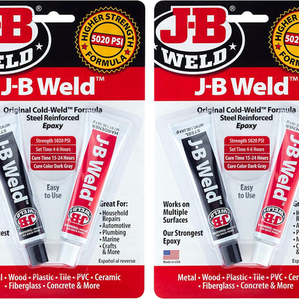 J-B Weld Original Epoxy, Steel Reinforced Epoxy, High Strength -2 Pack, Dark Grey (8265S-2)
