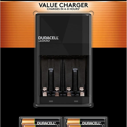 Duracell Ion Speed 1000 Charger for Rechargeable AA and AAA Batteries, Includes 6 AA and 2 AAA Pre-Charged Batteries for Household and Business