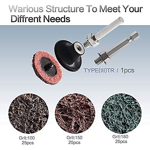 NYXCL Miroku Mixup 2 inch roll Lock Quick Change Discs Set, A/O Sanding Discs with 1/4" Holder, for Die Grinder Surface Prep Strip Grind Polish Finish Burr Rust Paint Removal