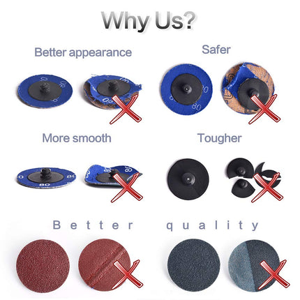 NYXCL Miroku Mixup 2 inch roll Lock Quick Change Discs Set, A/O Sanding Discs with 1/4" Holder, for Die Grinder Surface Prep Strip Grind Polish Finish Burr Rust Paint Removal